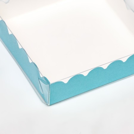 Box for cookies with PVC lid, blue, 12 x 12 x 3 cm-2
