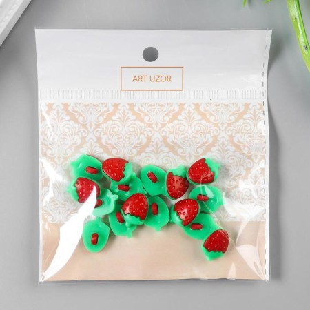 Buttons decorative plastic "Strawberry" (set 16 pcs) 1.5x1 cm-2