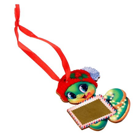 Fir-tree wooden pendant for the New Year “Snake in a hat” with a scretch-layer, New Year's decoration-2