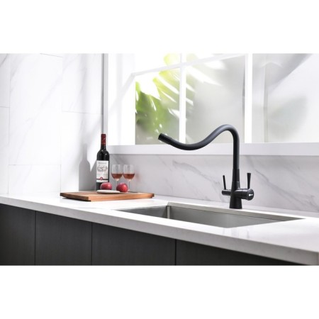 LEMARK COMFORT LM3075BL kitchen mixer, single -leaf, drinking output, black-5