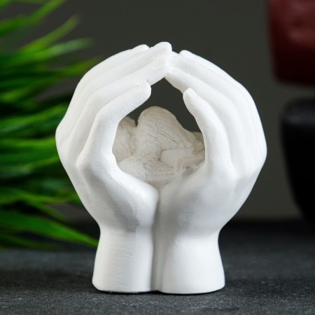 Souvenir "Angel sleeping in the hands" White, 6.5cm-2