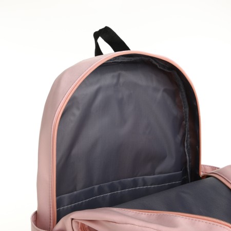 Youth backpack from textiles, 2 parts on lightning, 3 pockets, pink color-5