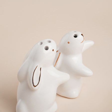 Set for spices ceramic SL Home "Easter rabbits", 2 items: Solonka 230 ml, list of 230 ml, white color-2