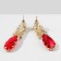 Earrings with rhinestones "Eden" bunch, red-white color in gold