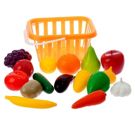Set "Fruits and Vegetables" in the basket, 17 objects, color mix-1