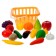 Set "Fruits and Vegetables" in the basket, 17 objects, color mix