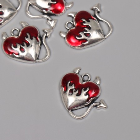 Decor for creativity Metal, enamel "The Heart of the Devil" 2.5x2.6 cm