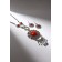 Set 2 objects: earrings, necklace "India", red color in black silver, 52 cm