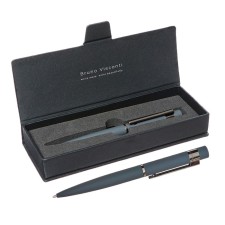 Switching handle, 1.0 mm, BrunovisConti verona, blue rod, metal case Soft Touch Gray, in an eco -leather case