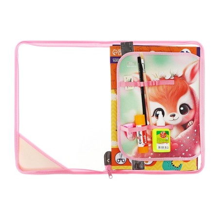 A4 labor folder, plastic, lightning around, folding bar, with a filling of 10 items, calligrata, PTR-1, "deer"-2