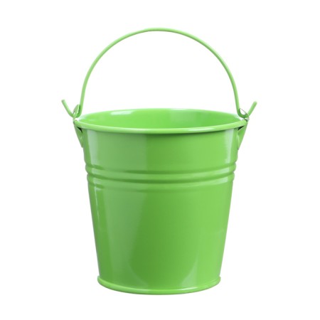 Bucket of decorative, average: height 8 cm, diameter 8 cm, green-1
