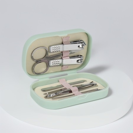 Manicure set, 8 items, in a plastic case, green color-6