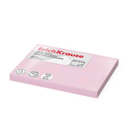 Block with a sticky edge paper 100x75 mm, Erichkrause, 100 sheets, pink