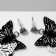 Earrings hanging "butterfly" trio, black and white color in silver, 6 cm