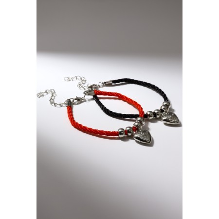 Bracelets "Demetrons" heart, black-red color, l = 18cm-2