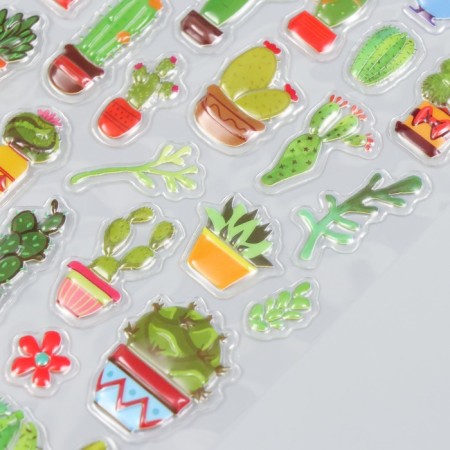 Plastic sticker volumetric "cacti in pots" 14.5x26 cm-1
