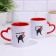 Sublimation mug "wow how I love", with a curly handle, the bottom of the red color