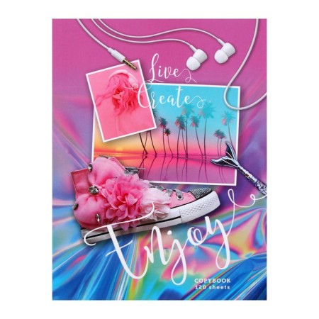 Notebook of 120 sheets in the cage on Enjoy rings, solid cover, glossy lamination, offset block
