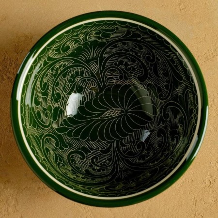 Rishtan ceramics "Patterns", 18 cm, large, green-5