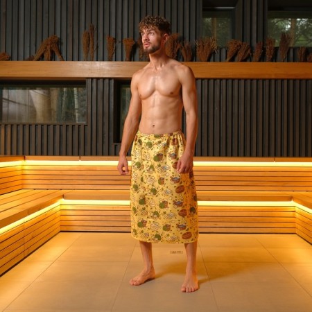 A towel for a bath "with a light steam" husband. Kilt, 75x150 cm, cotton, waffle canvas-1