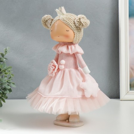 Interior doll "Little princess in pink, with flower" 35x15.5x17 cm-3