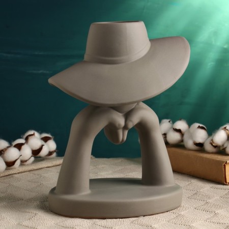Kashpo "Lady in the Hat" gray, 28x23cm-1