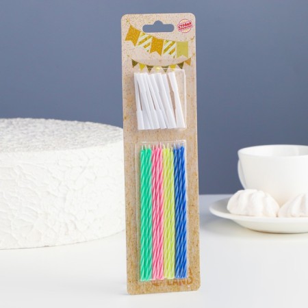 Candles for cake cocktails with stands, 12 cm, set 12 pcs-3