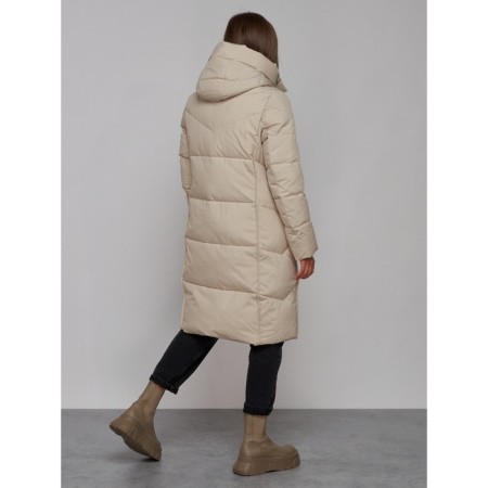 Coat insulated winter female, size 48, beige color-3
