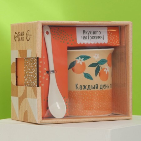 Mug "Choose Happiness" with a spoon and stand, 300 ml-9