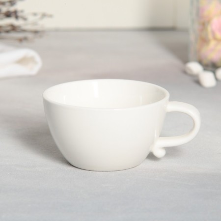 Ceramic set for tea drinking gulls, a mug of 150 ml, a bowl of 10x3 cm, white color-3