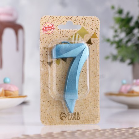 Candle in the Cake "Fine", number "7", blue metallic, 6.5 cm-1