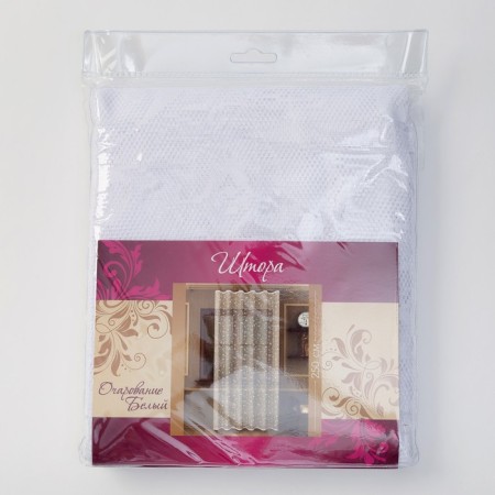 Tulle on the curtain tape, 145x250 cm, white color, 100% polyester-4