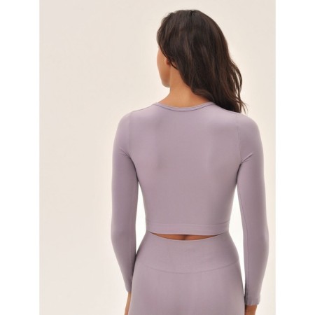 Crop female top with long sleeve Mirey Crop Top Manica Lunga, size 46-48, storm color-5