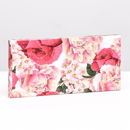 Gift box for tiles of chocolate, without a window "Spring bouquet", 17 x 8 x 1.4 cm-1