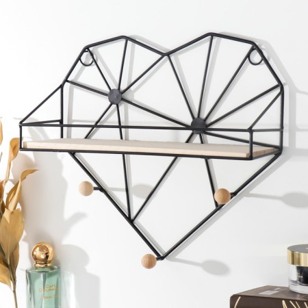 Hooks decorative metal with a shelf "loft. Heart" black 28.5x9x30 cm