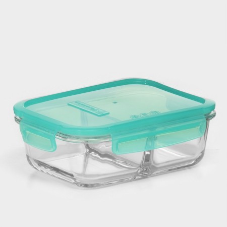 Glass Lockie & Lock Food, 1010 ml, 2 sections, green cover