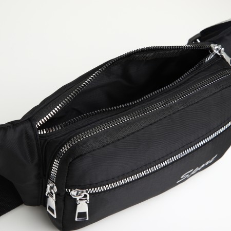 Lightning waist bag, 2 outer pockets, black color-5