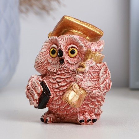 Figure "Owl with a sweat" Red-brown, 7x6cm-1