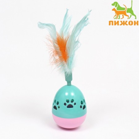 Игрушка-неваляшка "Перьевой фонтан" для кошек, 20 см, микс цветов
