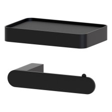 Toilet paper holder with black artwelle shelf
