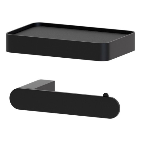 Toilet paper holder with black artwelle shelf