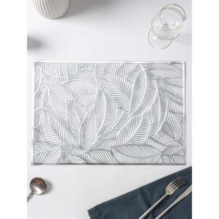 Set of serving napkins on the table of the leafopad, 4 pcs, 45 × 30 cm, silver color-5