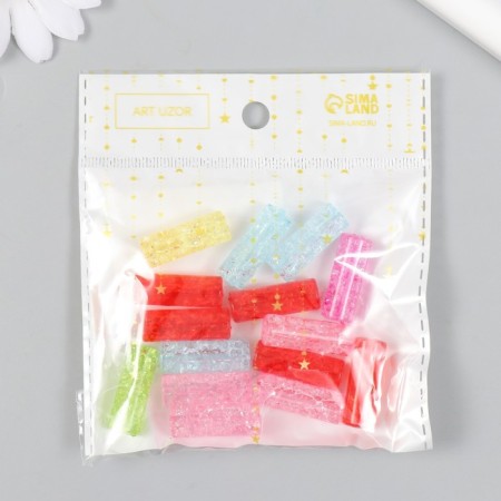 Beads for creativity plastic "Cylinder. Bubbles" set of 15 pcs mix 0.9x0.9x2.6 cm-3