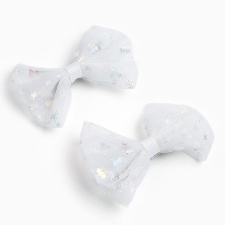 Hair hairpin white bow, set, 2 pcs, 7.5 cm, princesses-2