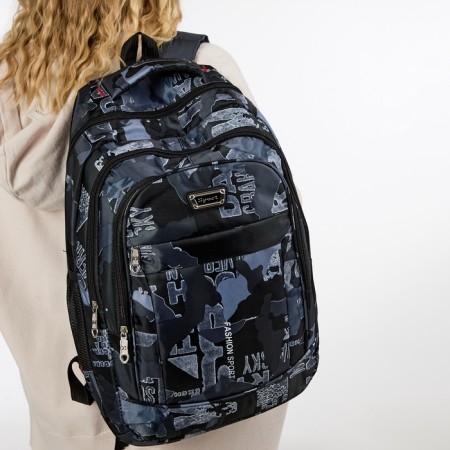 Youth backpack on lightning from textiles, 2 pockets, gray color-5