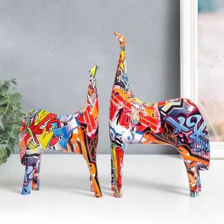 Souvenir Polystone "Koni" graffiti set 2 pcs 14x5x21.5; 6x16.3x26.5 cm-3