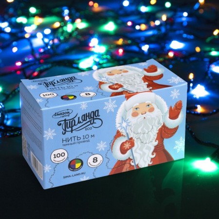 Garland "thread" 10 m, IP20, dark thread, 100 LED, glow of multi, 8 modes, 220 V-2