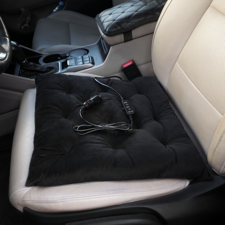 Pillow with heating in the seat 12V, 19/26 W (41x41 cm), quilted, black ADHC019-3