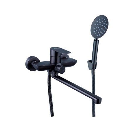 Bath mixer Fashun A52219-17, single-leaf, pour 325 mm, with shower set, graphite 968666