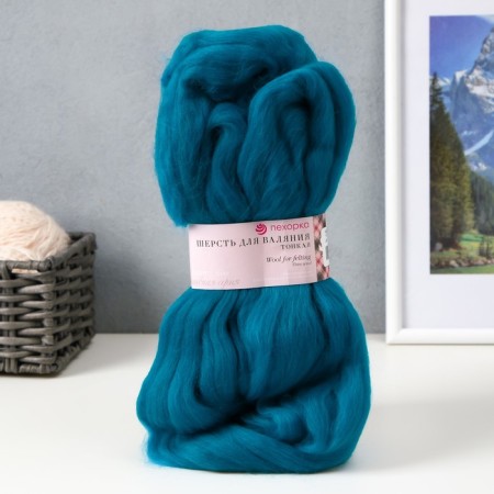 Fasting wool 100% thin wool 50g (1178-sv. Morskaya wave)